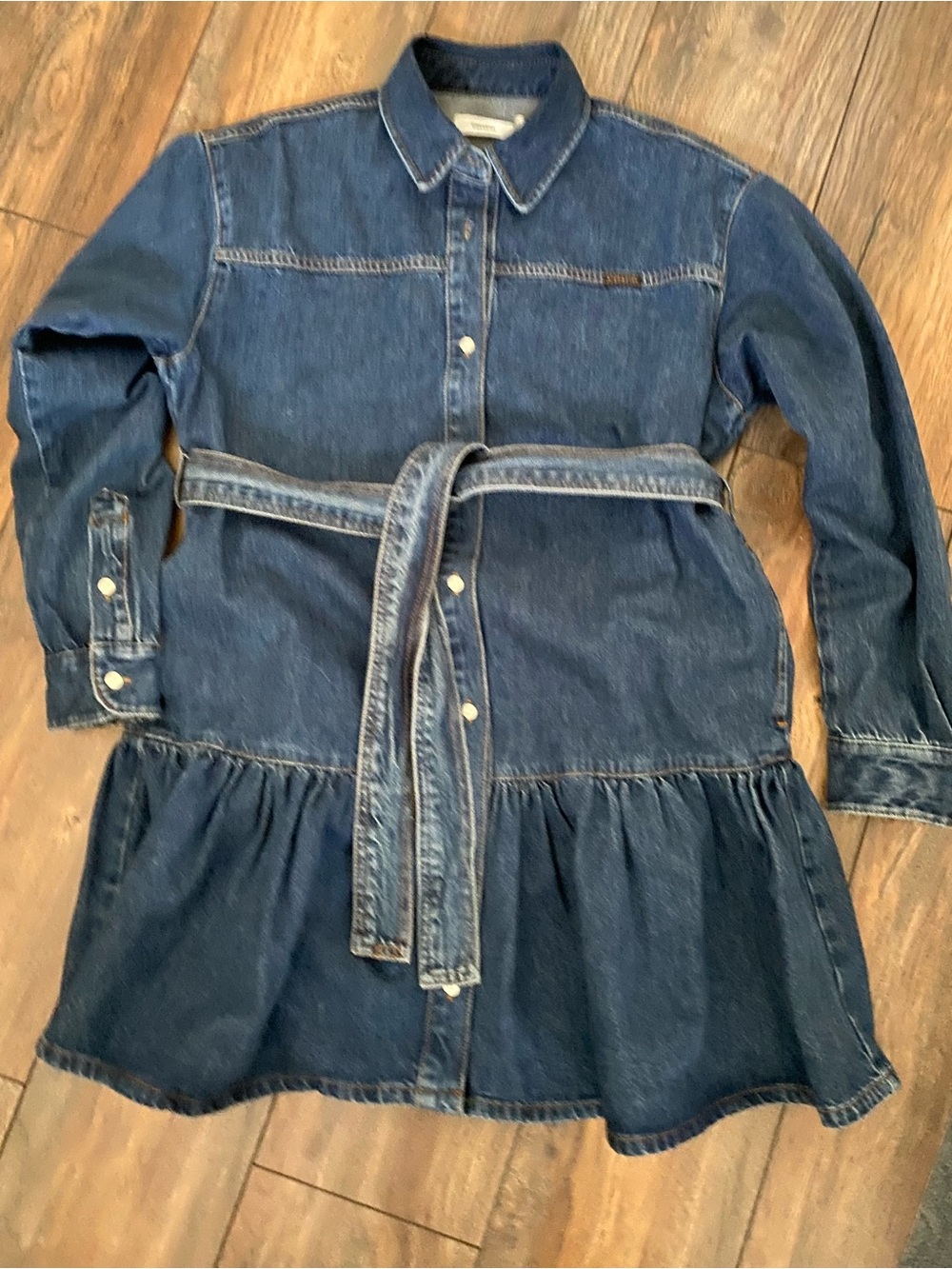 Coach Indigo Denim Shirt Dress with Waist Tie - Picture 8 of 9